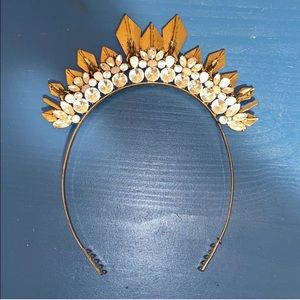 Gold gem encrusted headband crown headpiece